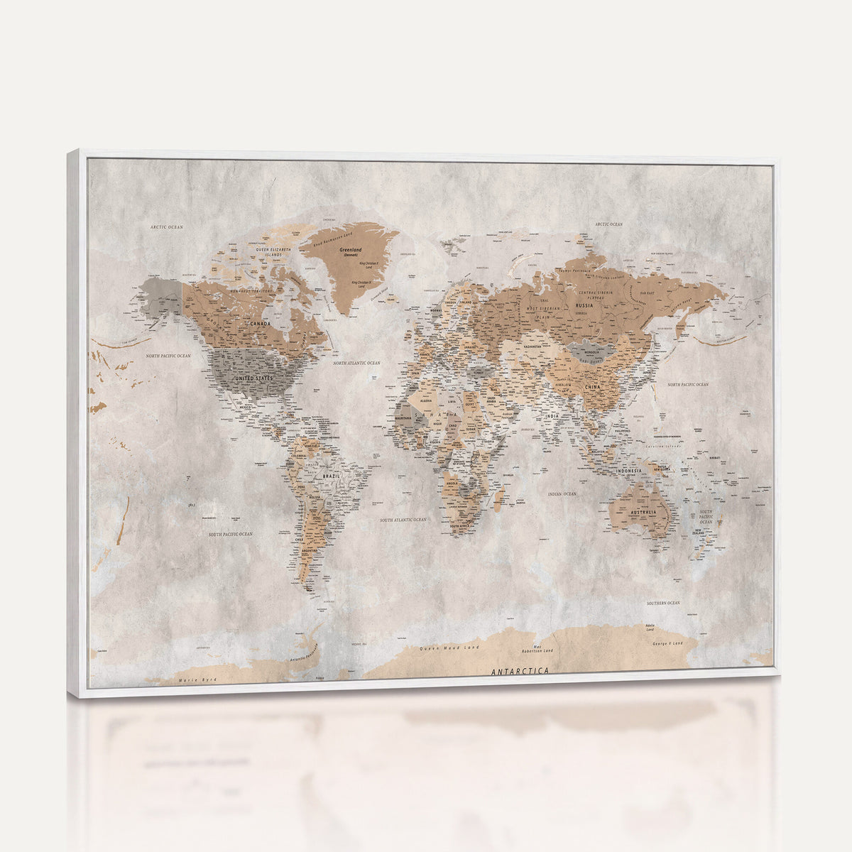 34051638-MGV-CV-36X24 - Detailed World Map Wall Art Canvas Print for Home and Office Decor