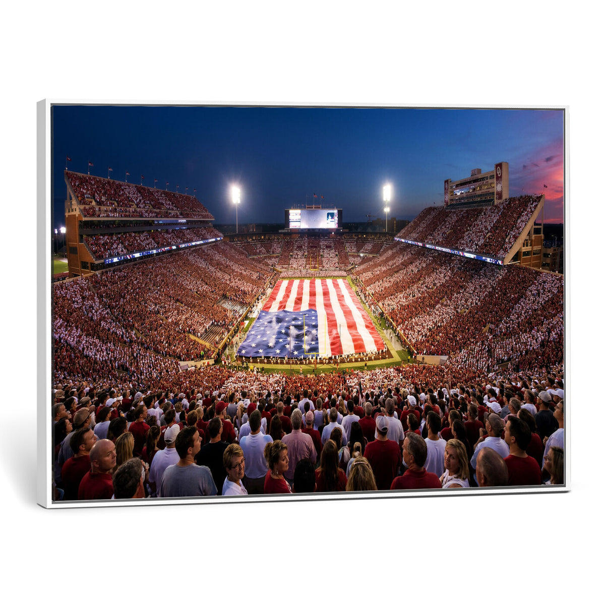 59917418-MGV-CV-36X24 - Oklahoma Memorial Stadium Wall Art Canvas Print – Oklahoma Sooners Football Artwork for Home, Office, and Sports Room Decor