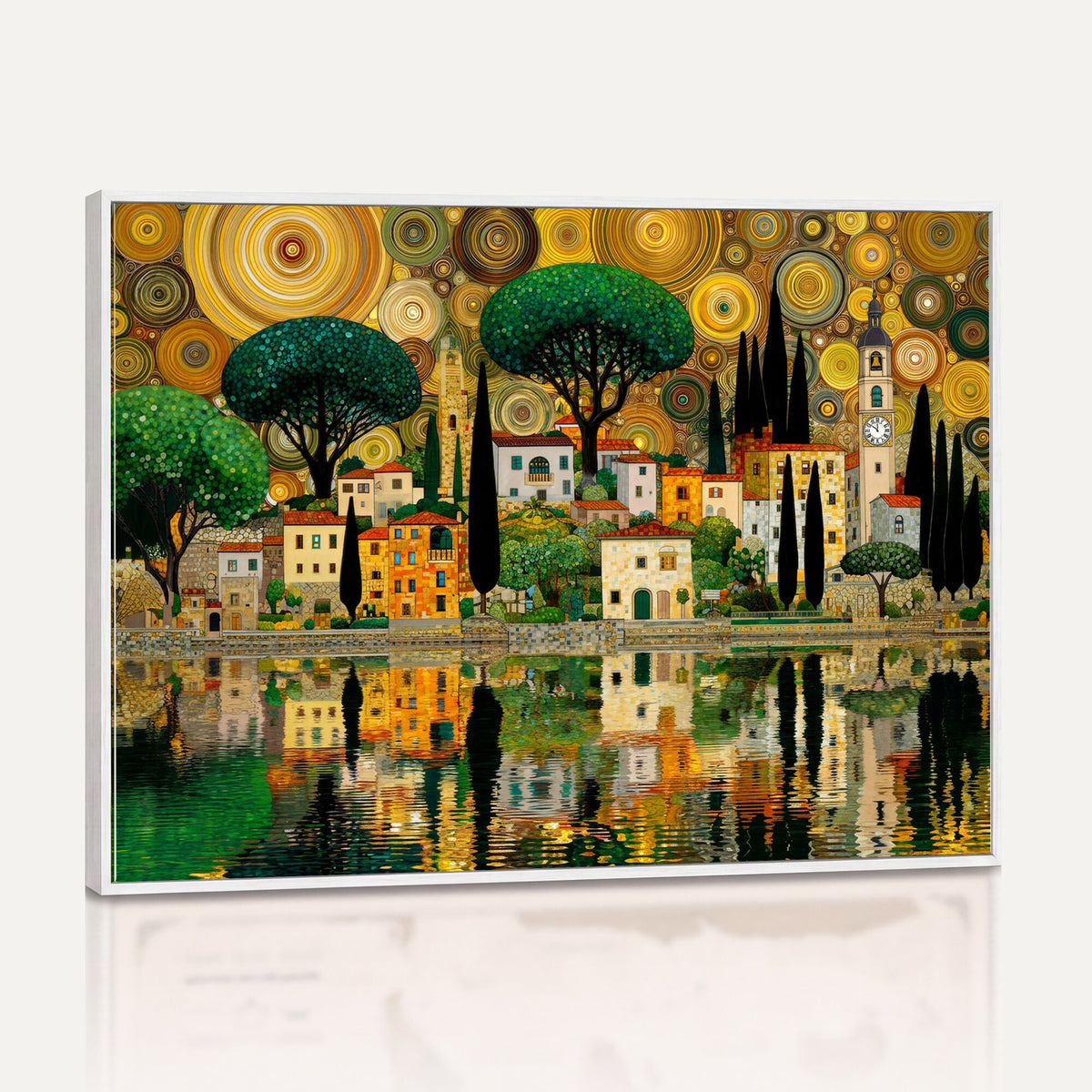 93010897-MGV-CV-36X24 - Gustav Klimt Golden Cityscape Wall Art Canvas Print,