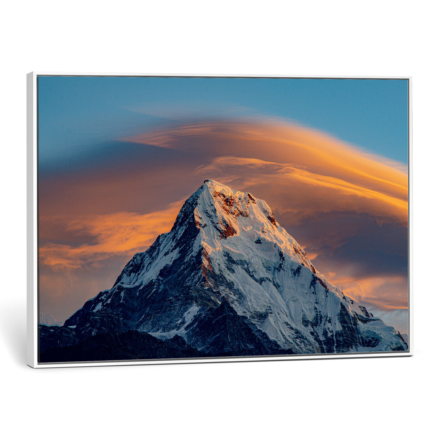 73810927-MGV-CV-36X24 - Snow Mountain Canvas Wall Art Print | Alpine Peak Landscape, Winter Nature Photography, Large Mountain Decor