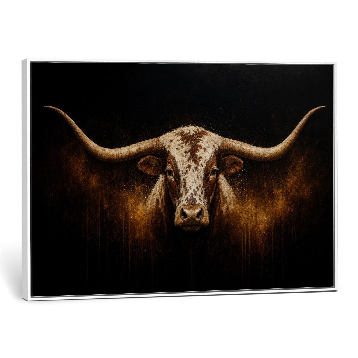 12628958-MGV-CV-36X24 - Texas Longhorn Canvas Wall Art Moody Western Bull Oil Painting Print