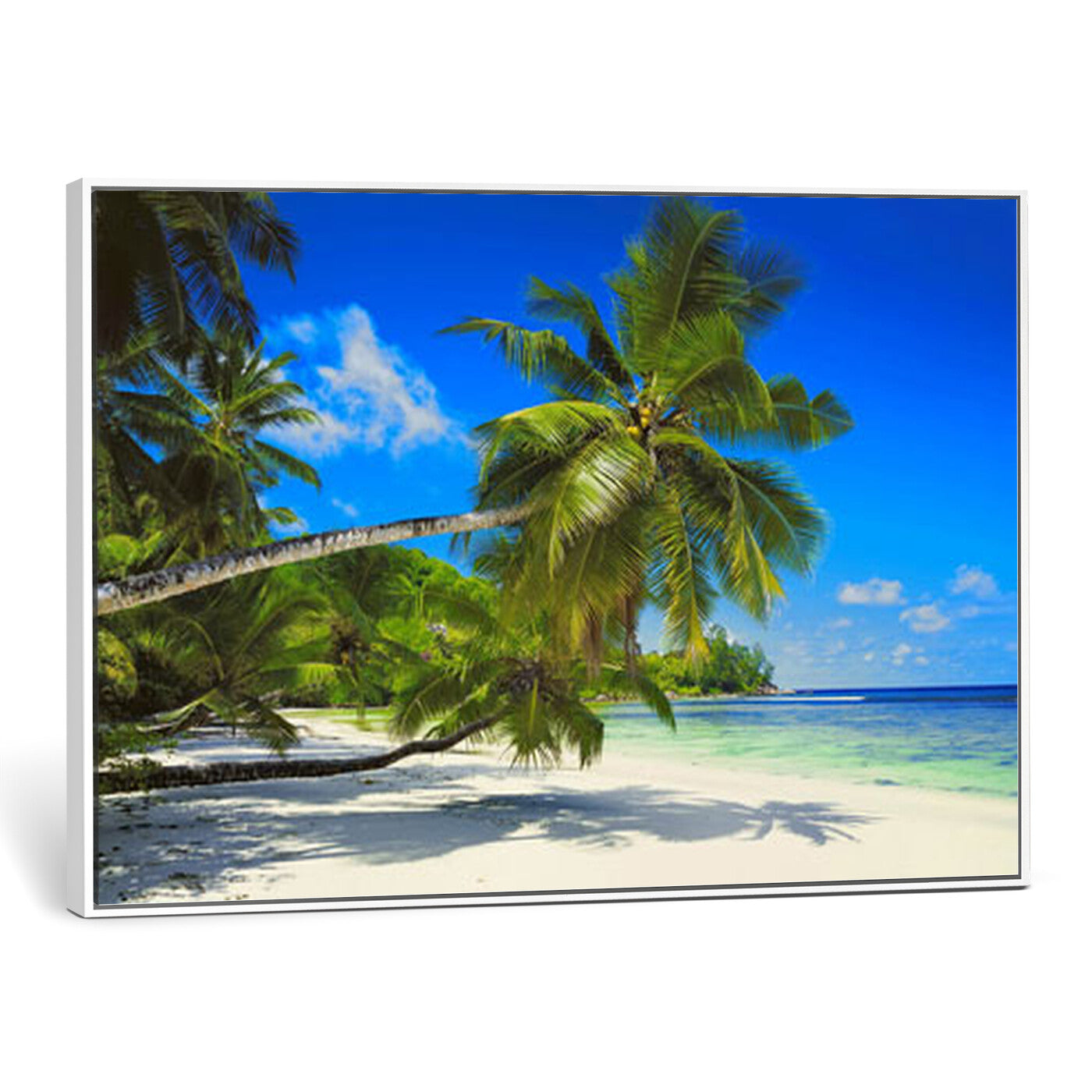 20475280-MGV-CV-36X24 - Tropical Island Coconut Palm Trees Wall Art Canvas Print - Turquoise Beach Print for Nautical Home Decor