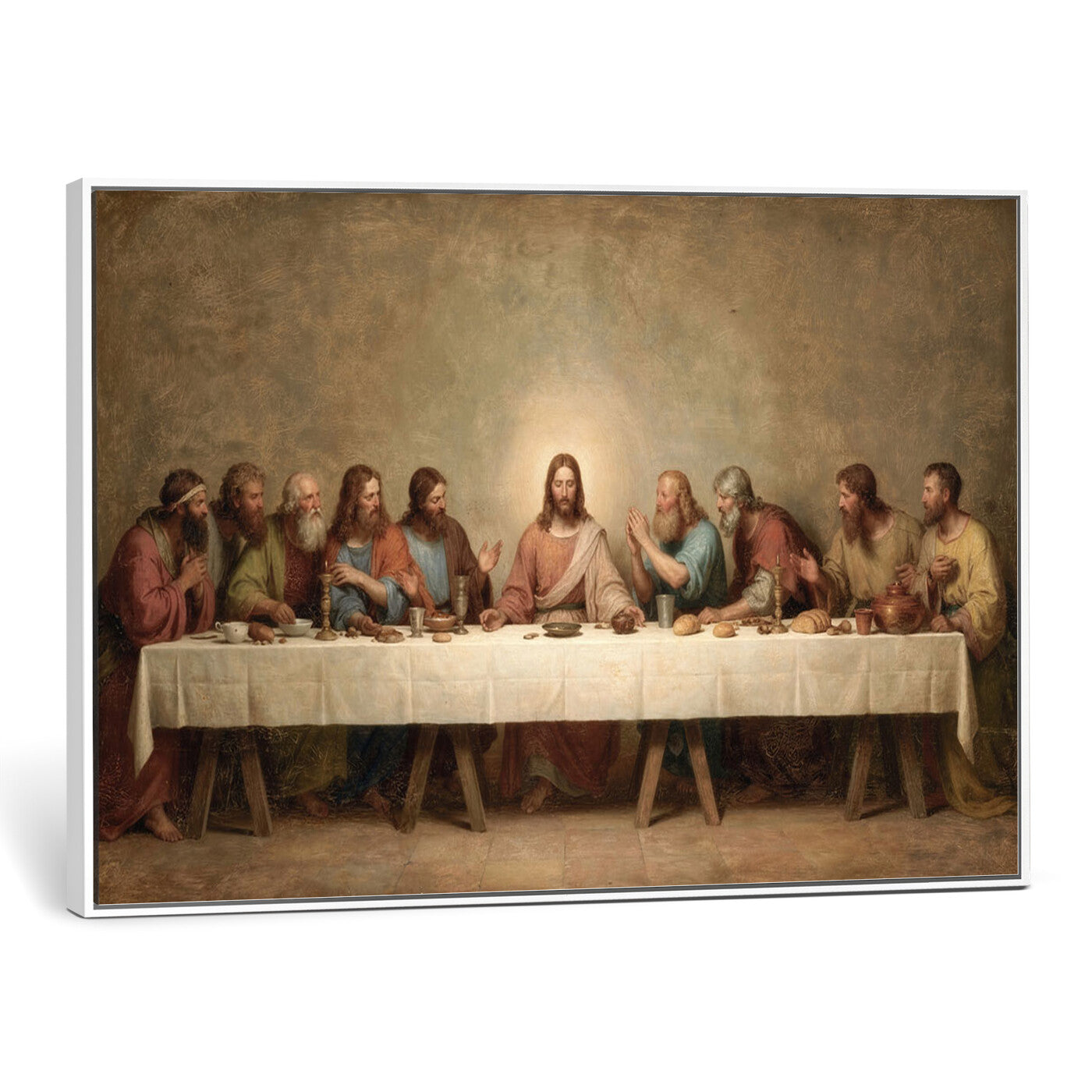 50761248-MGV-CV-36X24 - The Last Supper of Jesus Christ Wall Art Canvas Print - Classical Christian Faith Home Decor