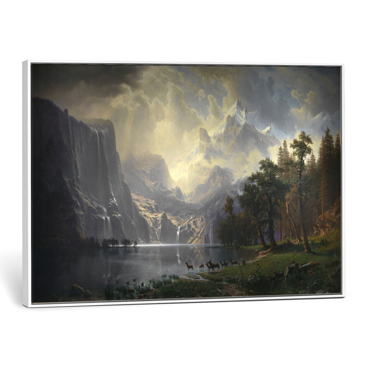 88679214-MGV-CV-36X24 - Albert Bierstadt Among the Sierra Nevada California Yosemite Wall Art Canvas Print, Classic Fine Art Painting Print