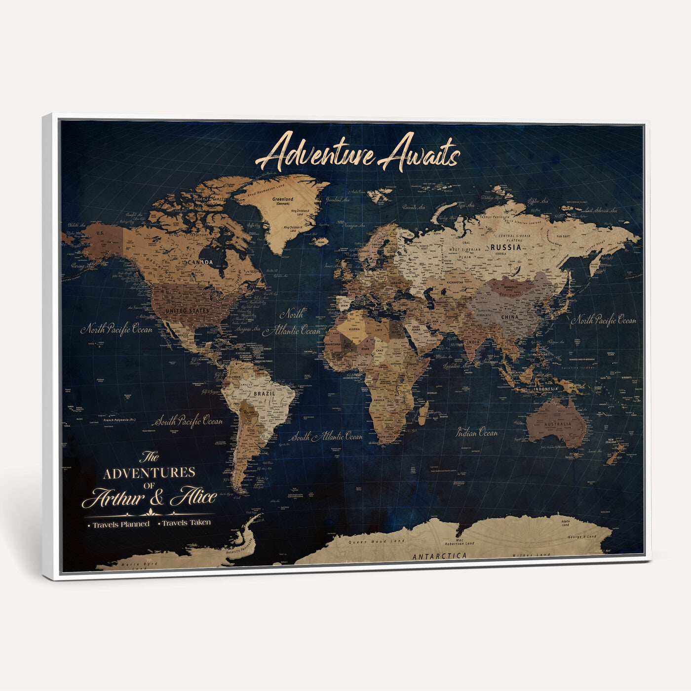 74477969-MGV-CV-36X24 - Custom Push Pin World Map Canvas | Personalized Travel Tracker | Wedding Anniversary Gift for Couples | Adventure Map Wall Art with Pins