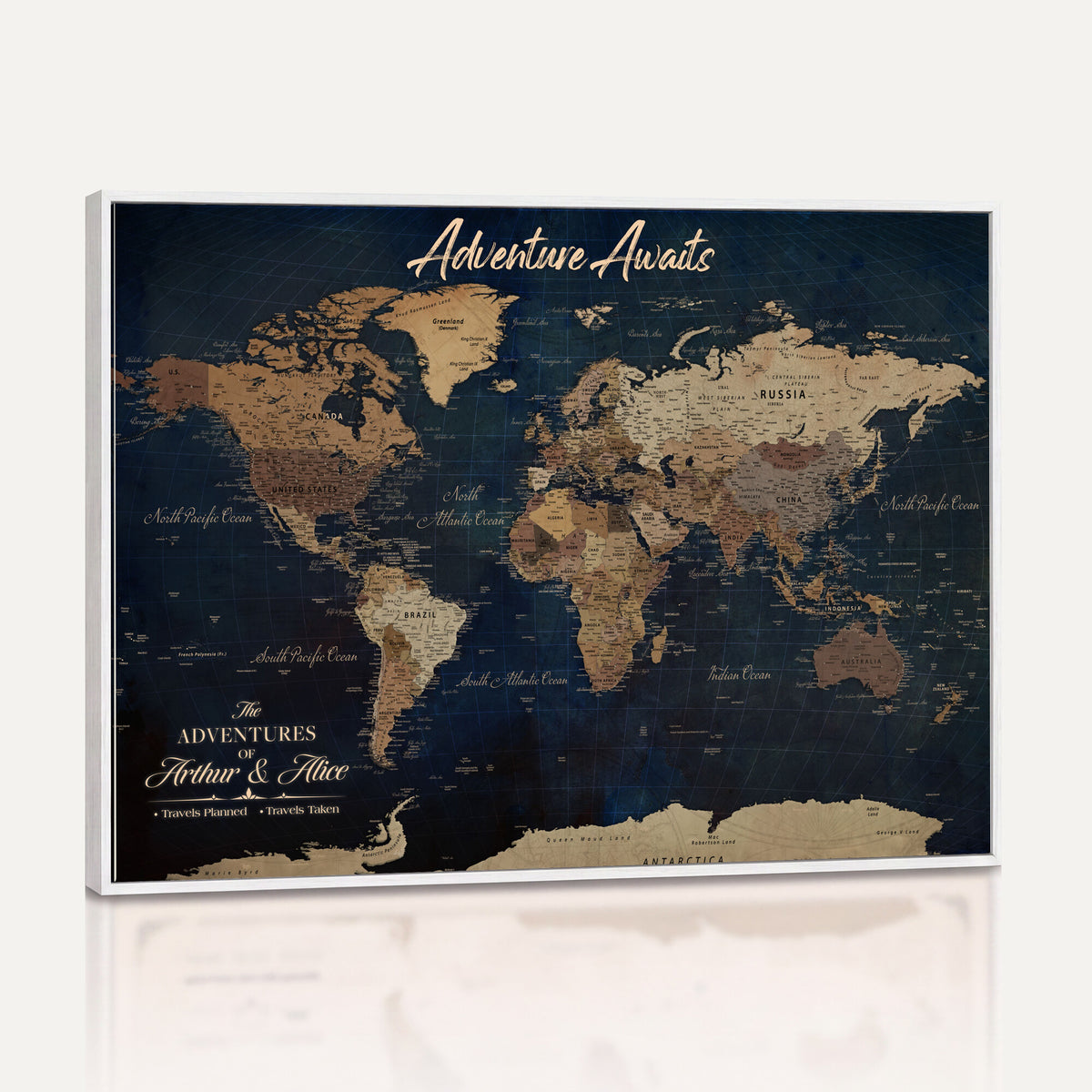 74477969-MGV-CV-36X24 - Custom Push Pin World Map Canvas | Personalized Travel Tracker | Wedding Anniversary Gift for Couples | Adventure Map Wall Art with Pins