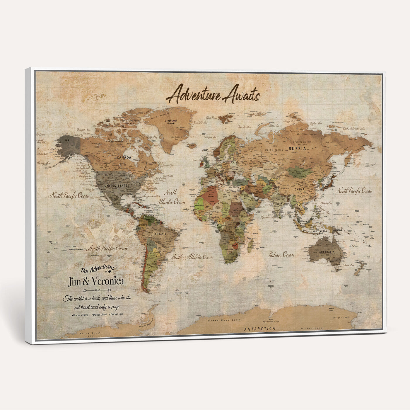 51298056-MGV-CV-36X24 - Custom Push Pin World Map Canvas | Personalized Travel Tracker | Wedding Anniversary Gift for Couples | Adventure Map Wall Art with Pins