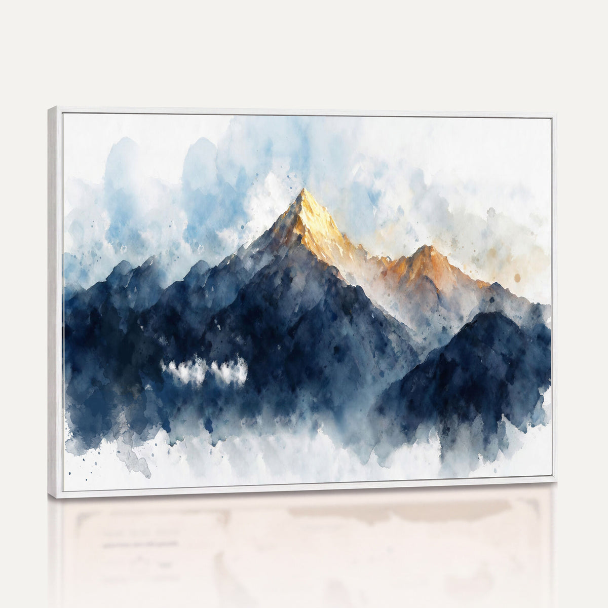 62076449DG1-MGV-CV-36X24 - Abstract Watercolor Mountain Lake Wall Art Print for Living Room Decor