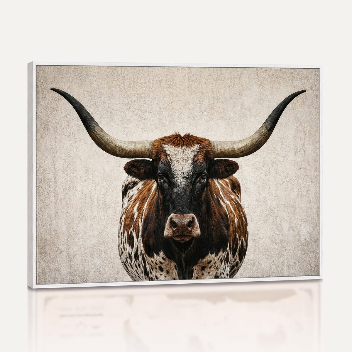 58622065-MGV-CV-36X24 - Texas Longhorn Canvas Wall Art Western Bull Desert Moody Grey Overcast Rustic Farmhouse Framed Large for Living Room Bedroom Office Decor