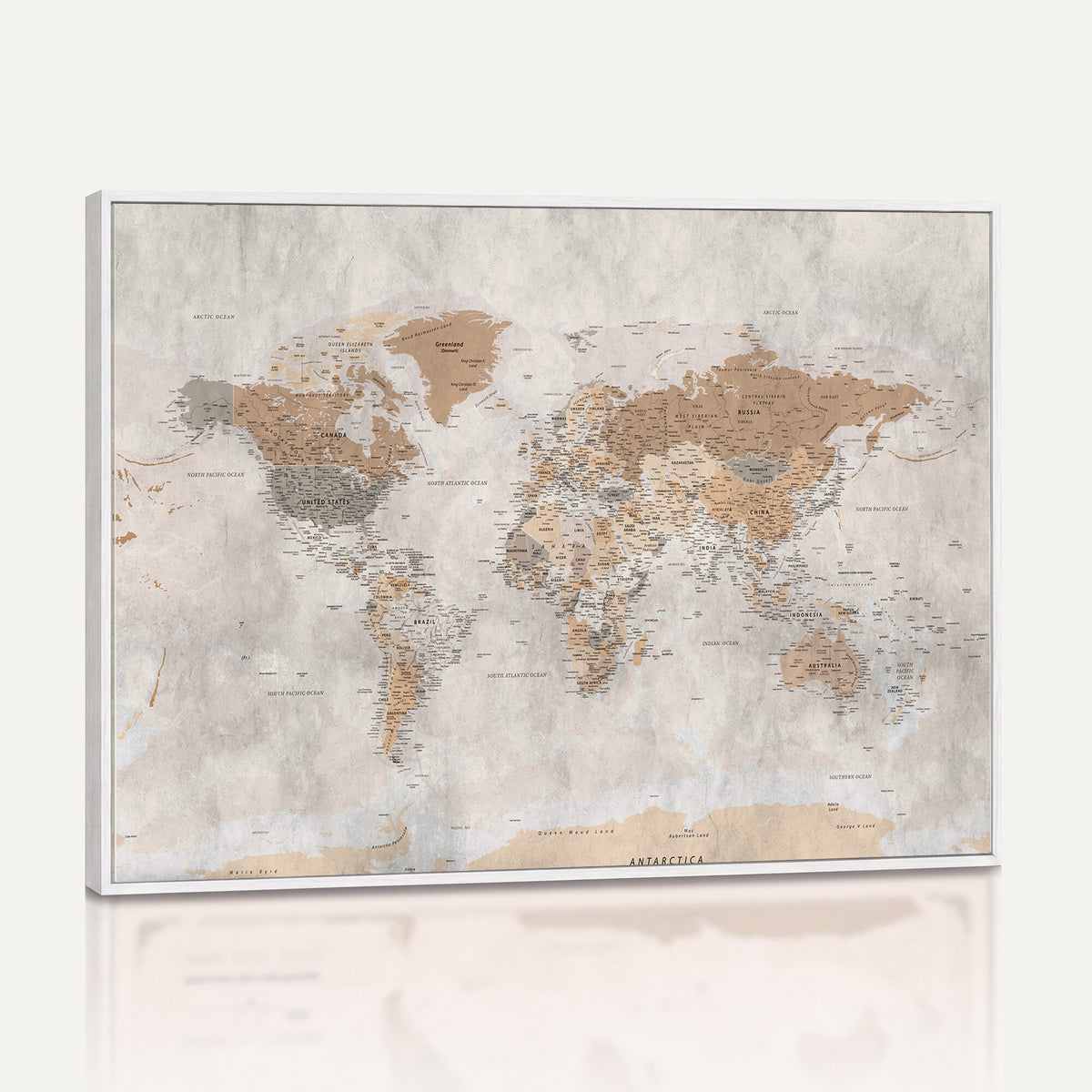 18074626DD-MGV-CV-36X24 - Extra Large Framed Personalize Push Pin World Map Wall Art Canvas Print for Travel Tracking NEWMAP - 009