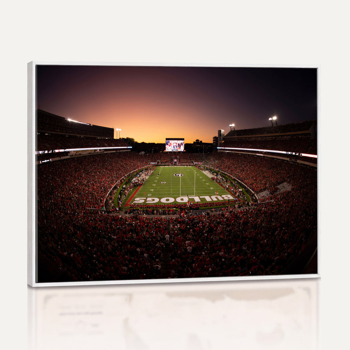 97720998-_Poster-30x20 - Georgia Bulldogs Stadium Sunset Canvas Print 3 Piece Framed Wall Art Extra Large Floating Frame Sports Poster Made in USA
