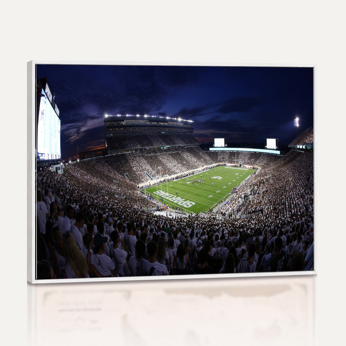 75193-PAN-FL-20X10 - Michigan State Spartans Canvas, Framed Football Team Print - East Lansing Spartan Stadium Wall Art