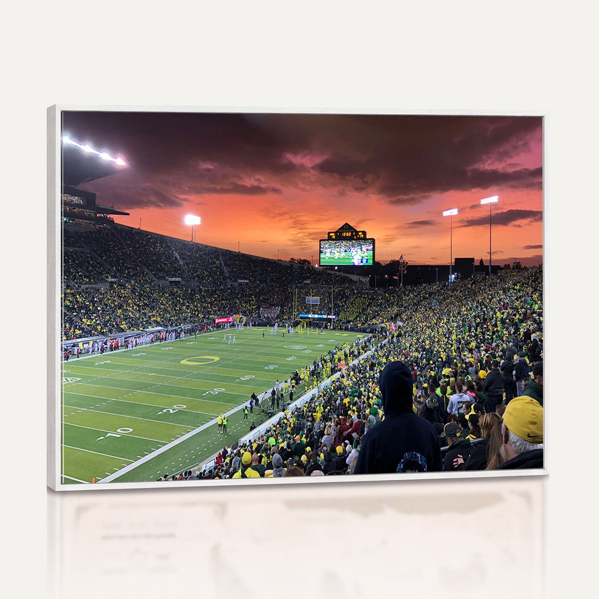 75065-PAN-FL-20X10 - Eugene Autzen Stadium Canvas Wall Art Print – Sunset Over Iconic Football Field Wall Decor for Home