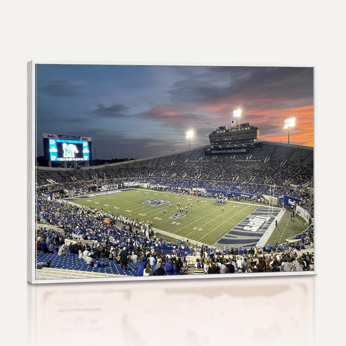 64409-PAN-FL-20X10 - Memphis Tigers Football Team Print - Memphis Simmons Bank Liberty Stadium Wall Art Canvas Print
