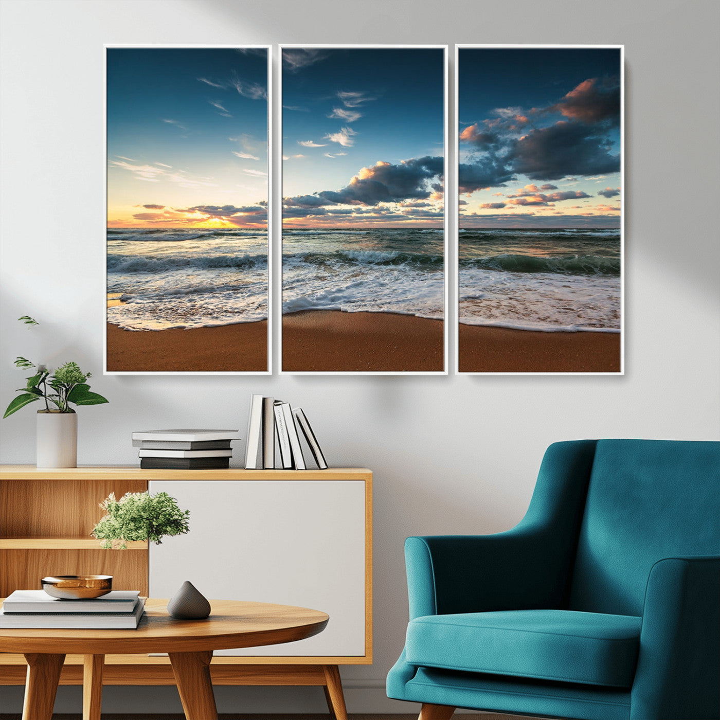 -Ocean Beach Wall Art Canvas Print Sunset Artwork Print Coastal Wall Art