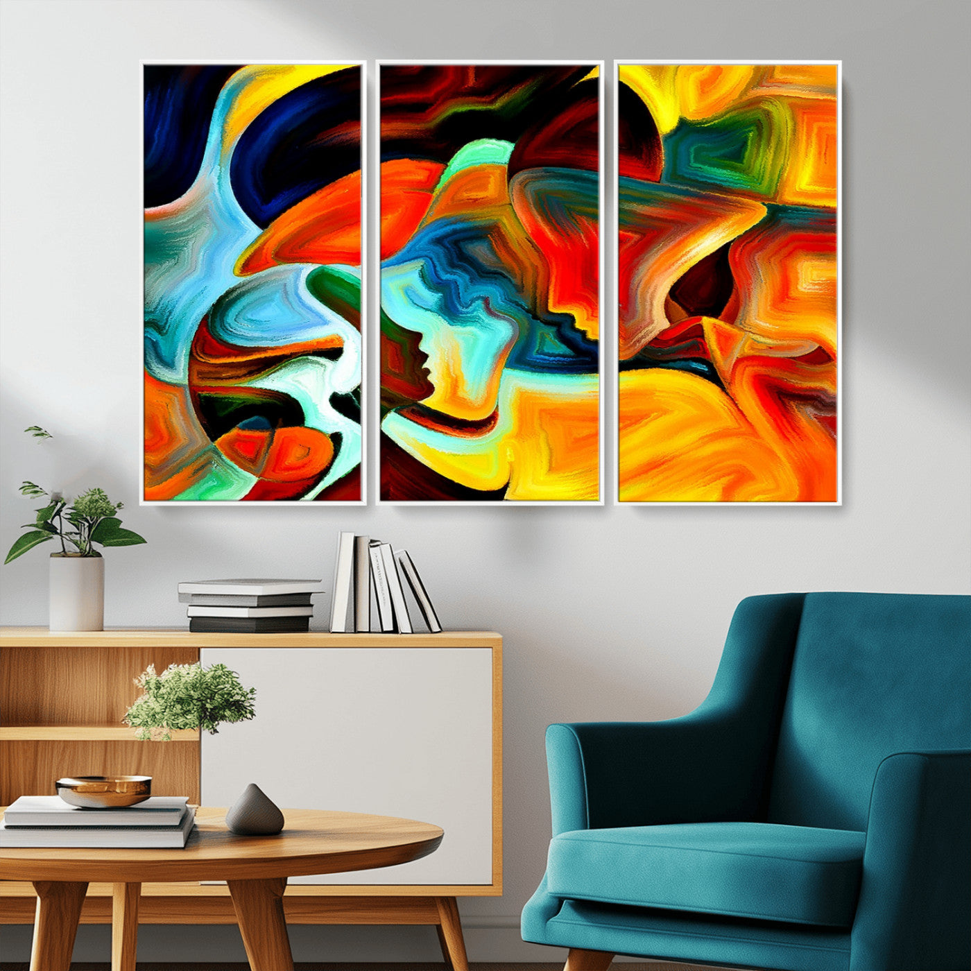 70242-MGV-CV-36X24-Human Love Figures Abstract Wall Art Canvas Print