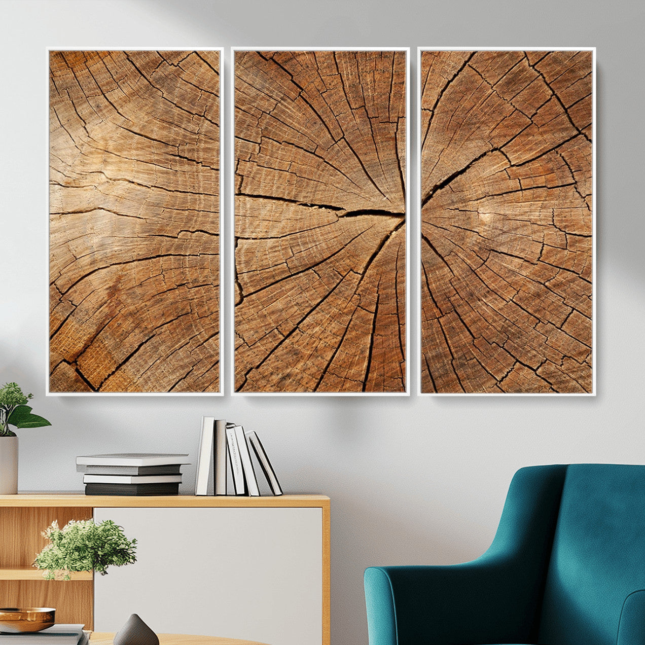 61710-MGV-CV-36X24 - Tree Ring Canvas Art, Rustic Wood Grain Wall Art, Tree Slice Decor for Modern Homes, Giclee
