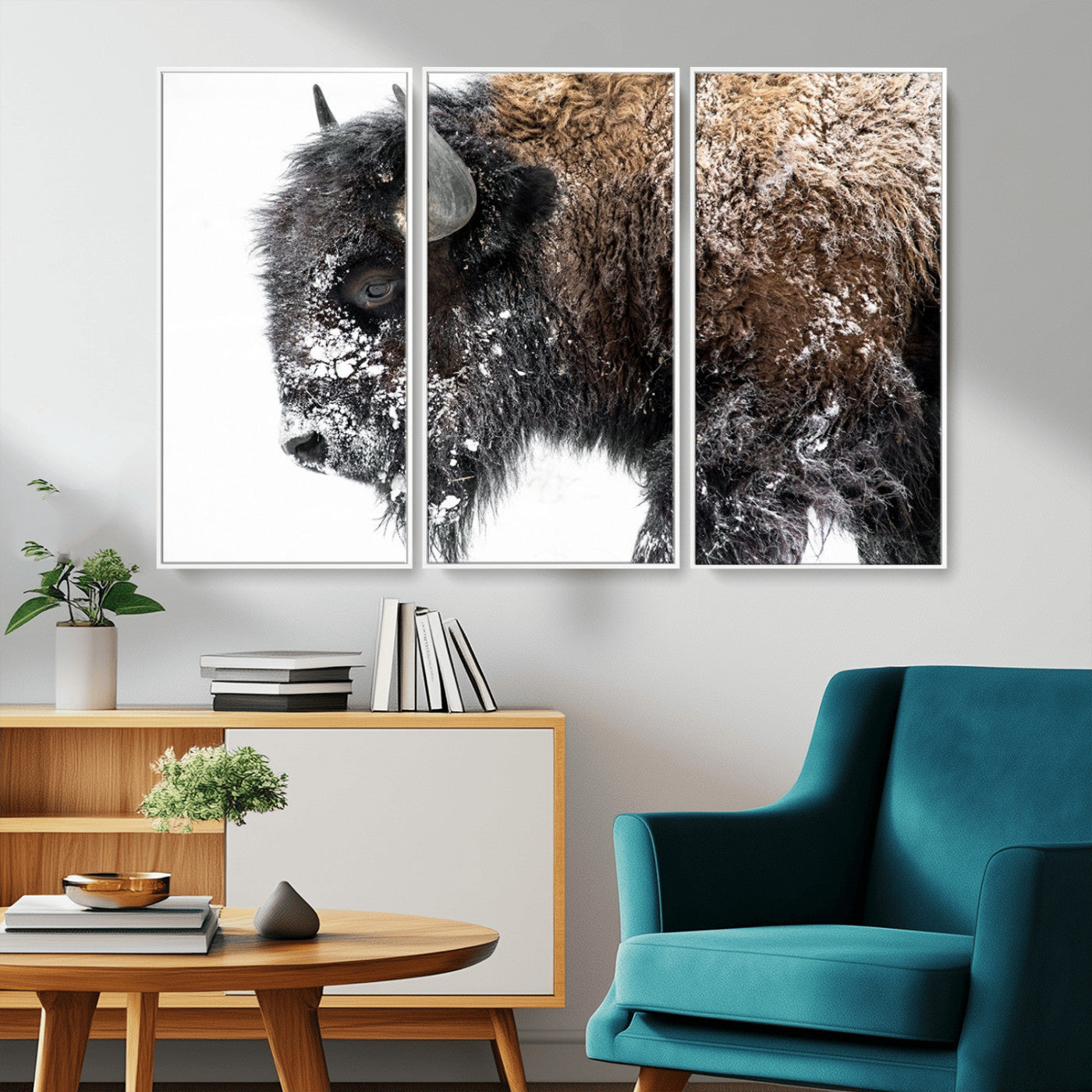 -American Bison Wall Art Print – Majestic Buffalo Canvas Print, Framed Wildlife Wall Decor for Living Room or Office