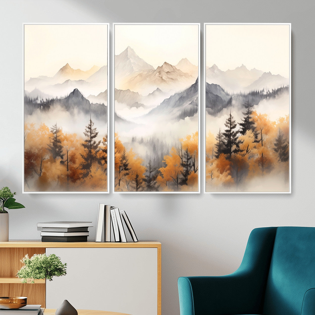 70049-MGV-CV-36X24 - Abstract Mountain Wall Art | Misty Mountain Forest and Mountains Canvas Print for Living Room,