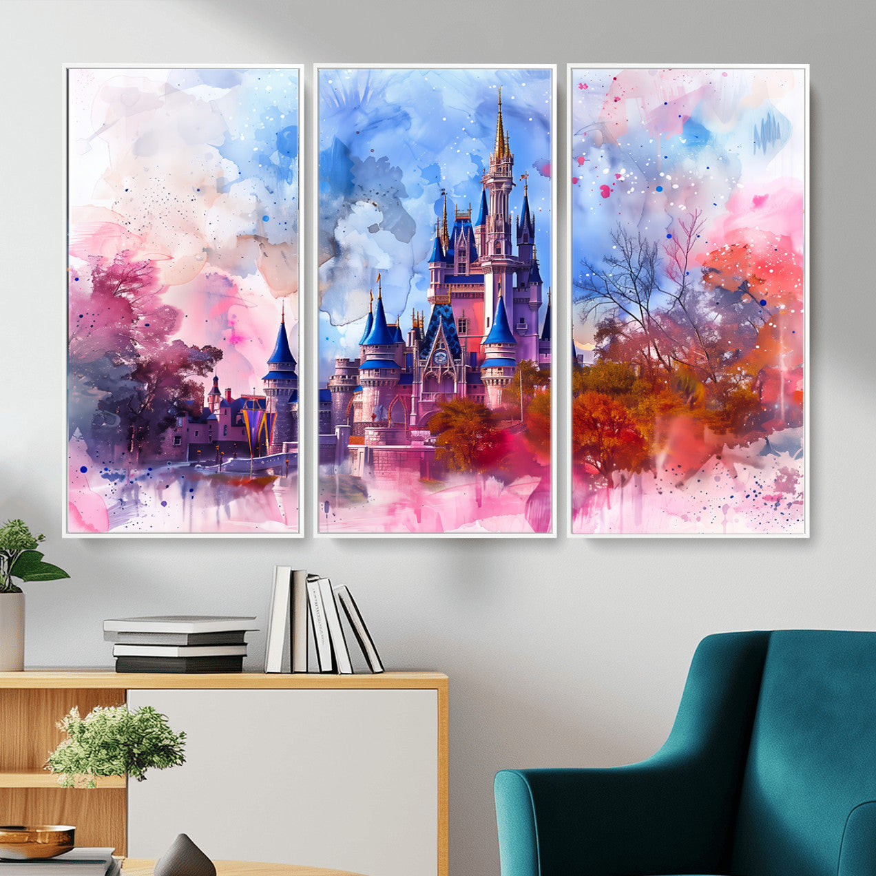 58662-MGV-CV-36X24 - Disney Wall Art: Dreamy Watercolor Cinderella Castle Canvas Print