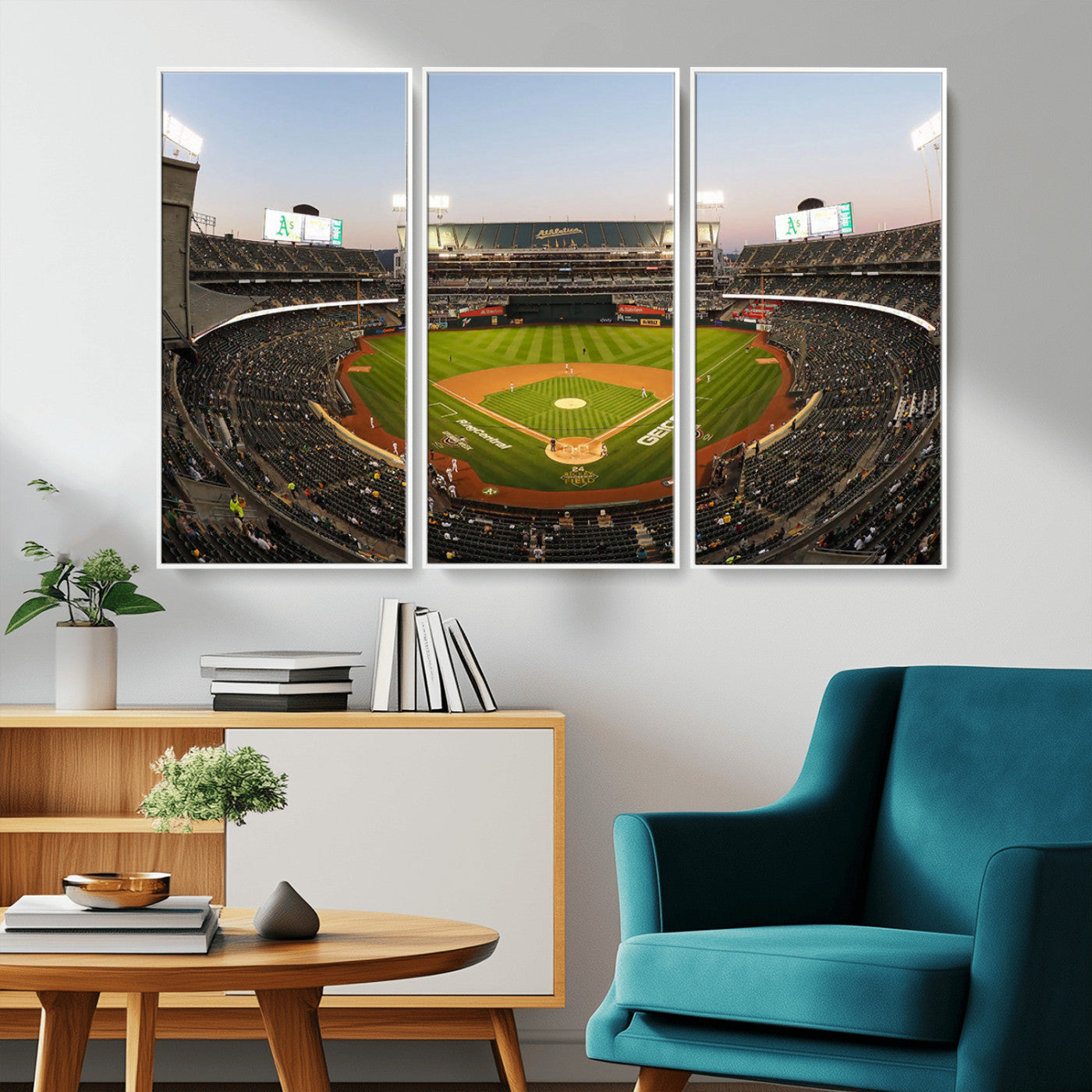 -Oakland Athletics Baseball Team Print - RingCentral Coliseum Stadium Wall Art Canvas Print