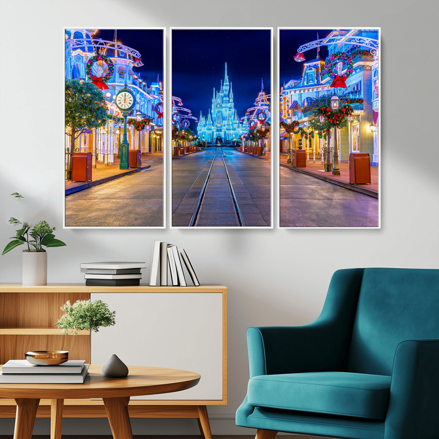 12470-MGV-CV-36X24-Disney Castle Wall Art – Large Magic Kingdom Canvas Artwork, Fairytale Design, Kids Room Christmas Decor for Home, Office