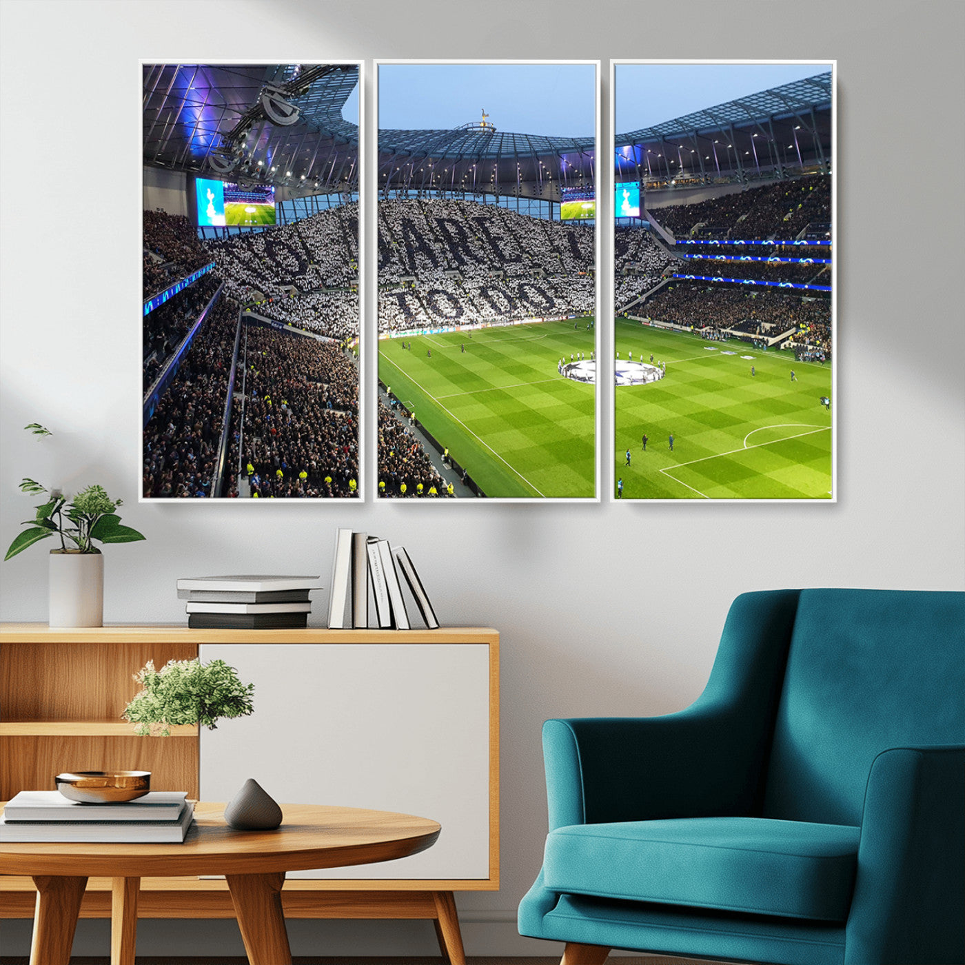 -Tottenham Hotspur Stadium Canvas Print, Match Day Triple Canvas Wall Art - Premier League Football