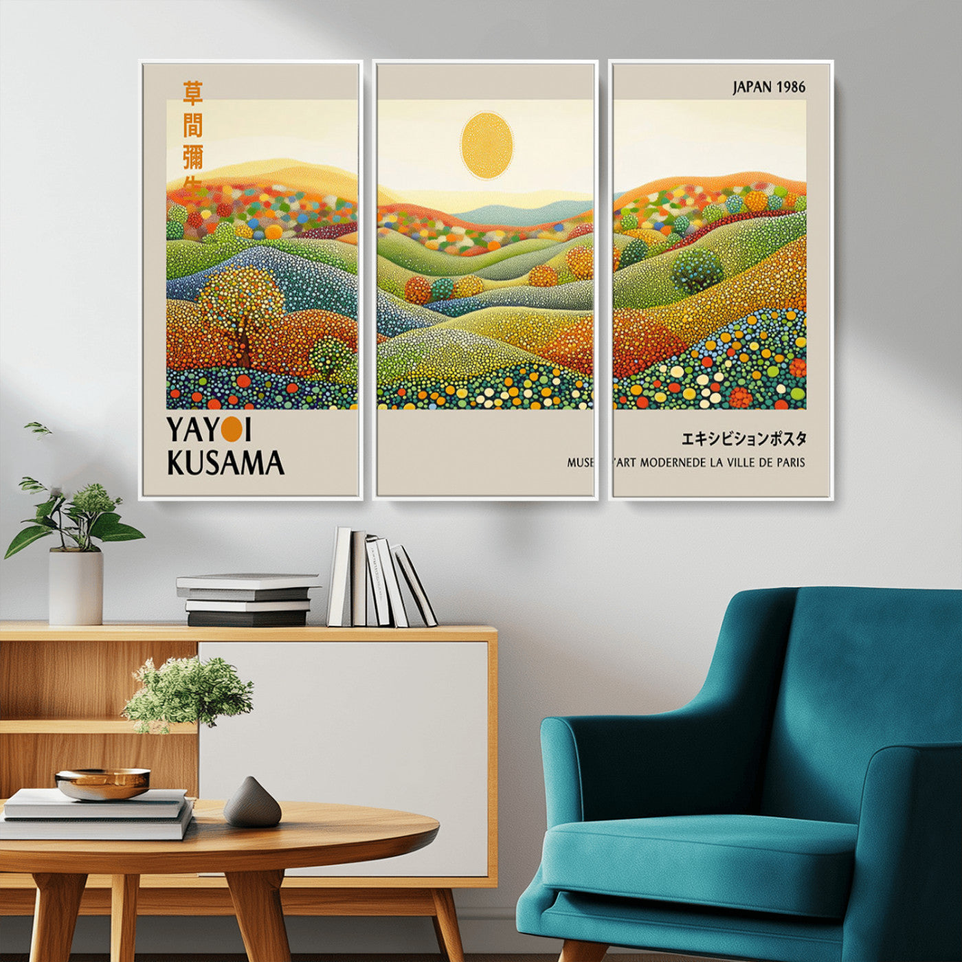 33864-MGV-FC-48X32-3P_White-Yayoi Kusama Wall Art Print – Yayoi Kusama Wabi Sabi Japanese Wall Art Print - Vibrant Abstract