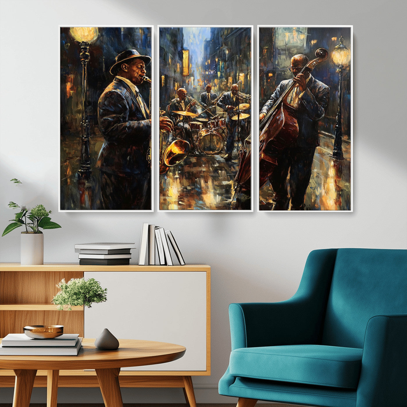 -Jazz Canvas Wall Art Print - Abstract African American Music Art - Framed Posters for Living Room or