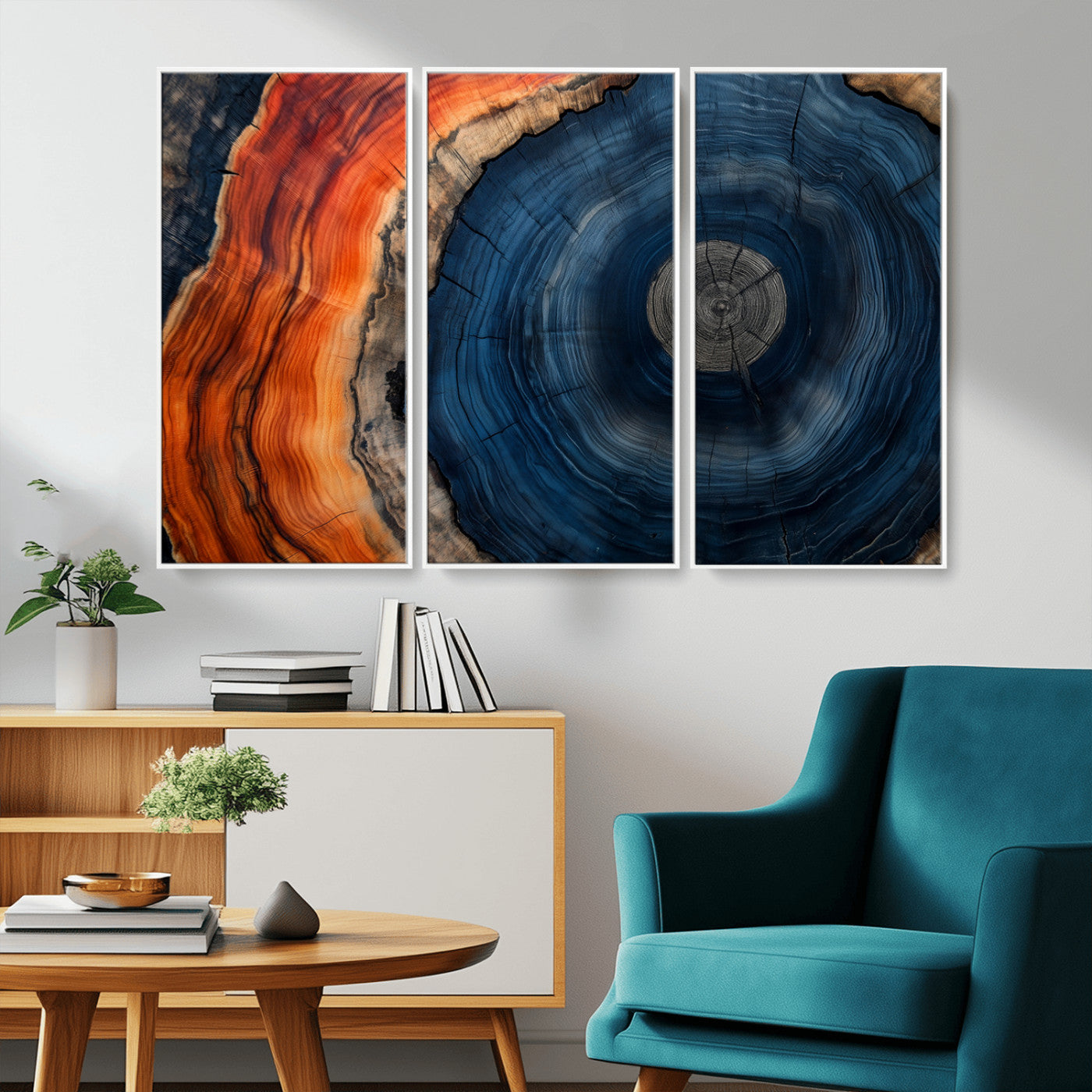99491700-MGV-CV-36X24-Tree Rings Wall Art Canvas Print, Rustic Wood Print, Framed Natural Texture Art Print, Wood Grain