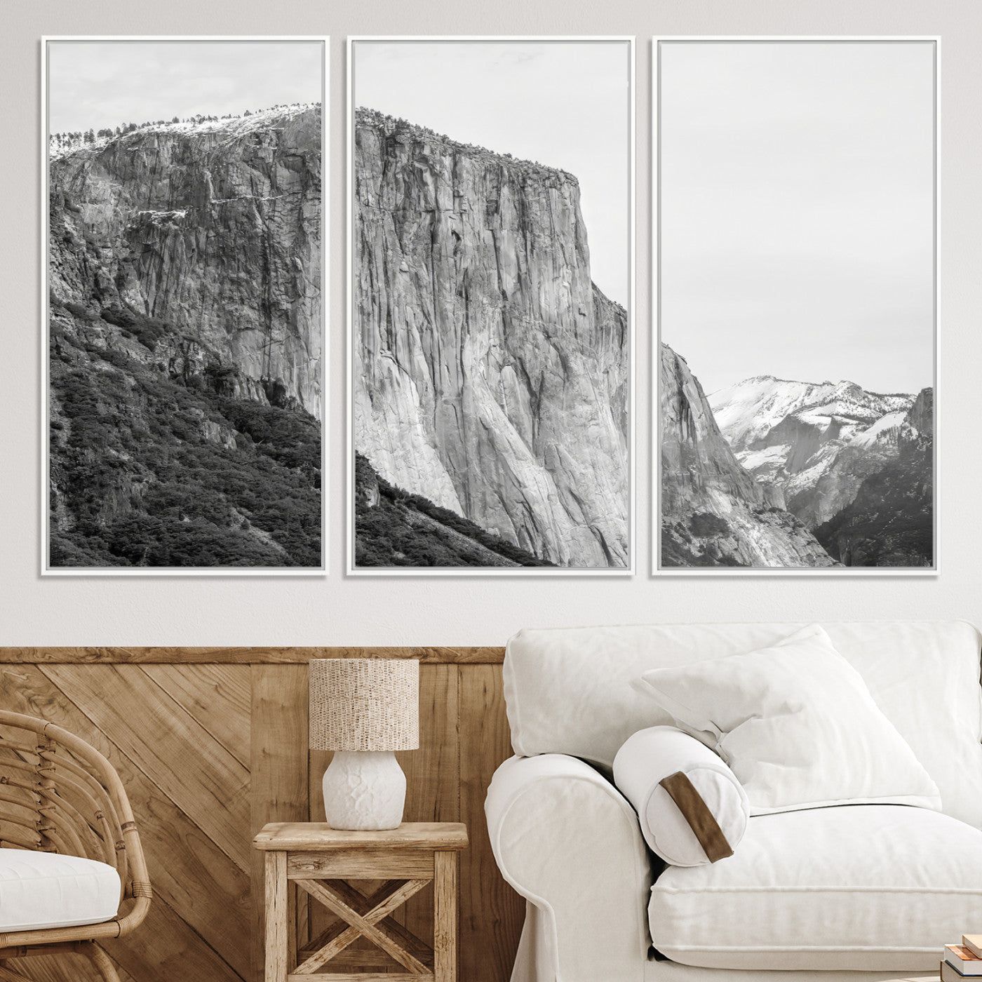 39393420-MGV-CV-36X24-El Capitan Wall Art Canvas Print – Framed Yosemite Cliff Monochrome Mountain Landscape Nature Artwork for Home Office
