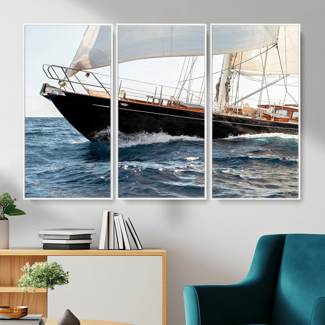97168626-MGV-CV-36X24 - Boat Yacht Wall Art – Ocean Waves & Sailing Adventure Canvas Print, Nautical Elegance & Marine Journey for Living Room or Luxury Decor