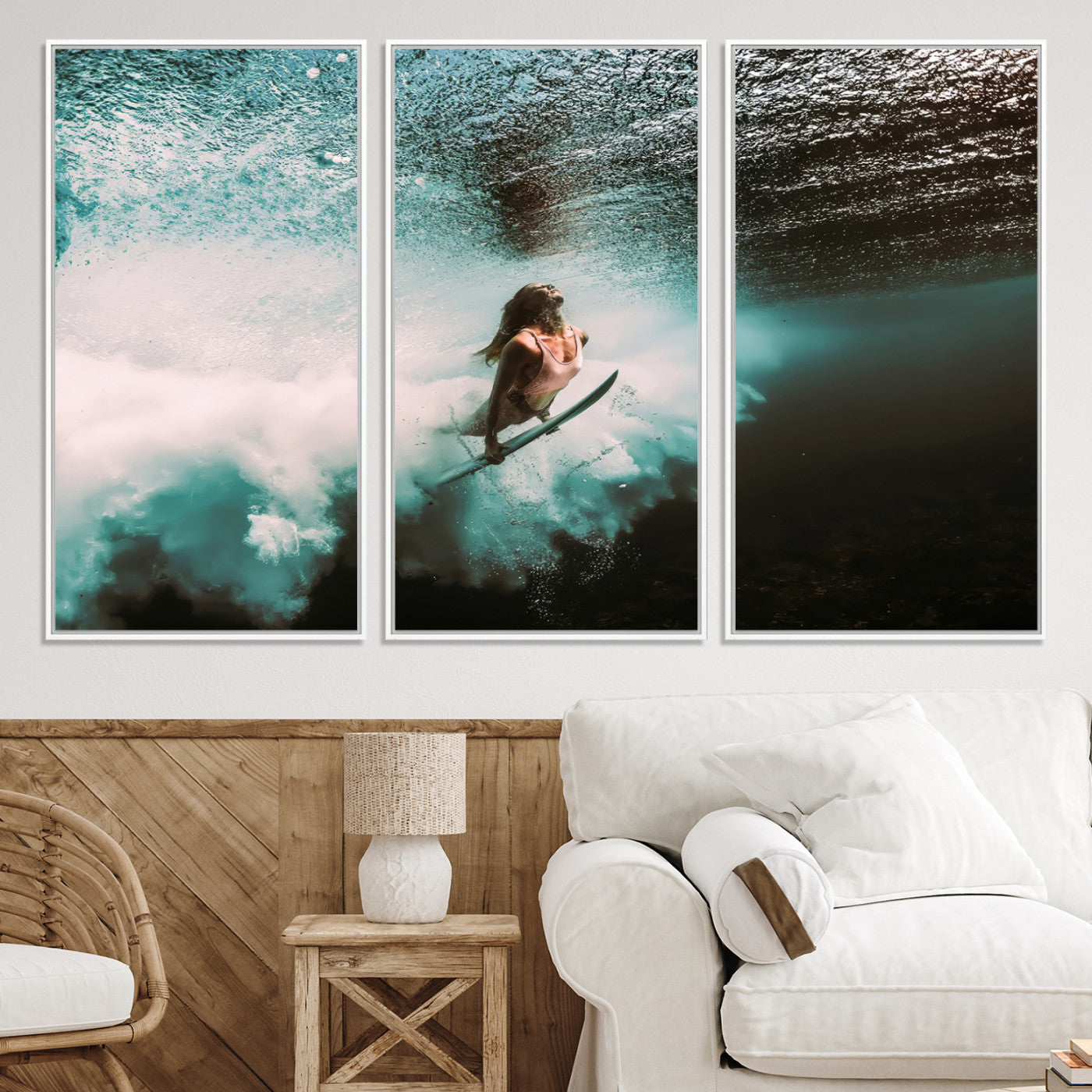 85923512-MGV-CV-40X27-Vibrant Aquatic Motion Wall Art Canvas Print – Framed Underwater Swimming Scene Artwork for Home, Office Decor