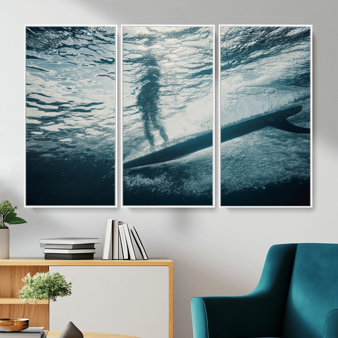 Underwater Surf Wall Art | Framed Ocean Wave Canvas Artwork