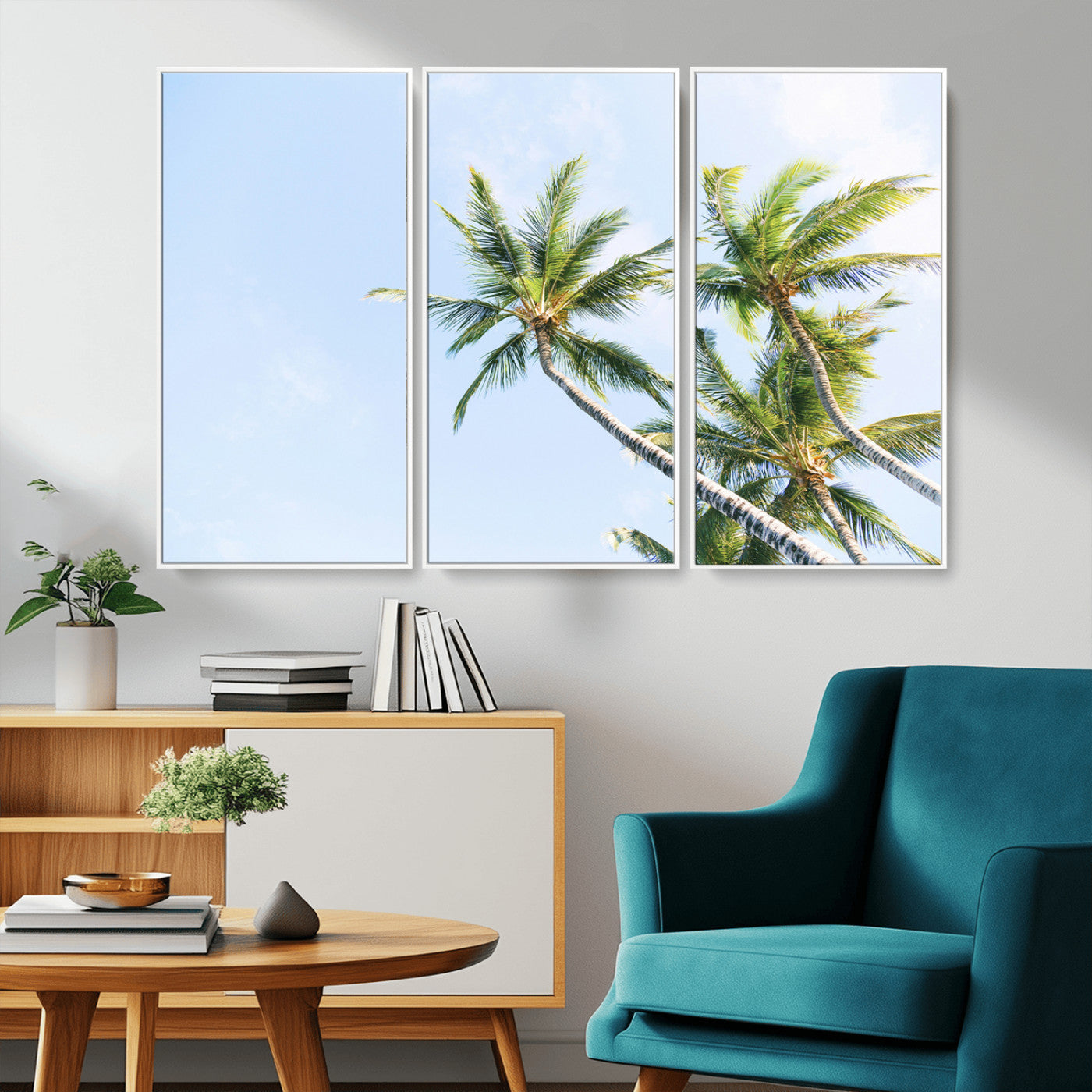 -Palm Trees Wall Art Canvas Print – Framed Tropical Coastal Nature Scene Artwork for Home Office