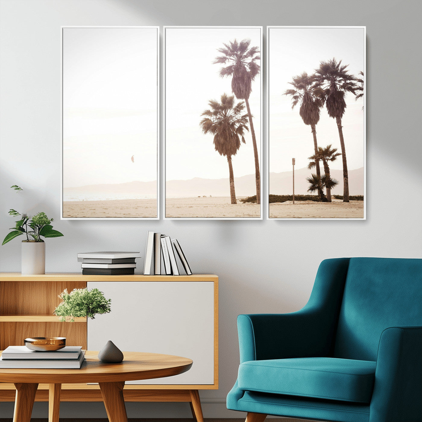 -Coastal Light Wall Art Canvas Print – Relaxing Shoreline Minimalist Ocean Tropical Serenity Artwork for Home, Office
