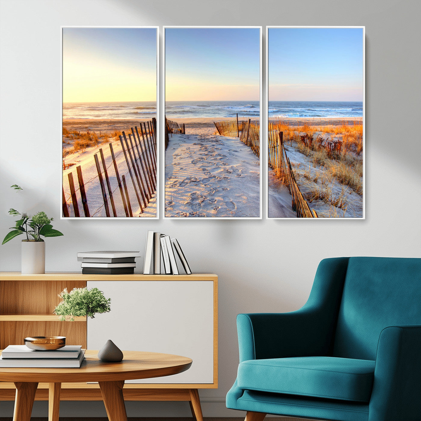 73351887-MGV-CV-36X24-Ocean Sunset Wall Art Canvas Print – Nautical Beach Photography Summer Coastal Serenity Artwork for Home, Office