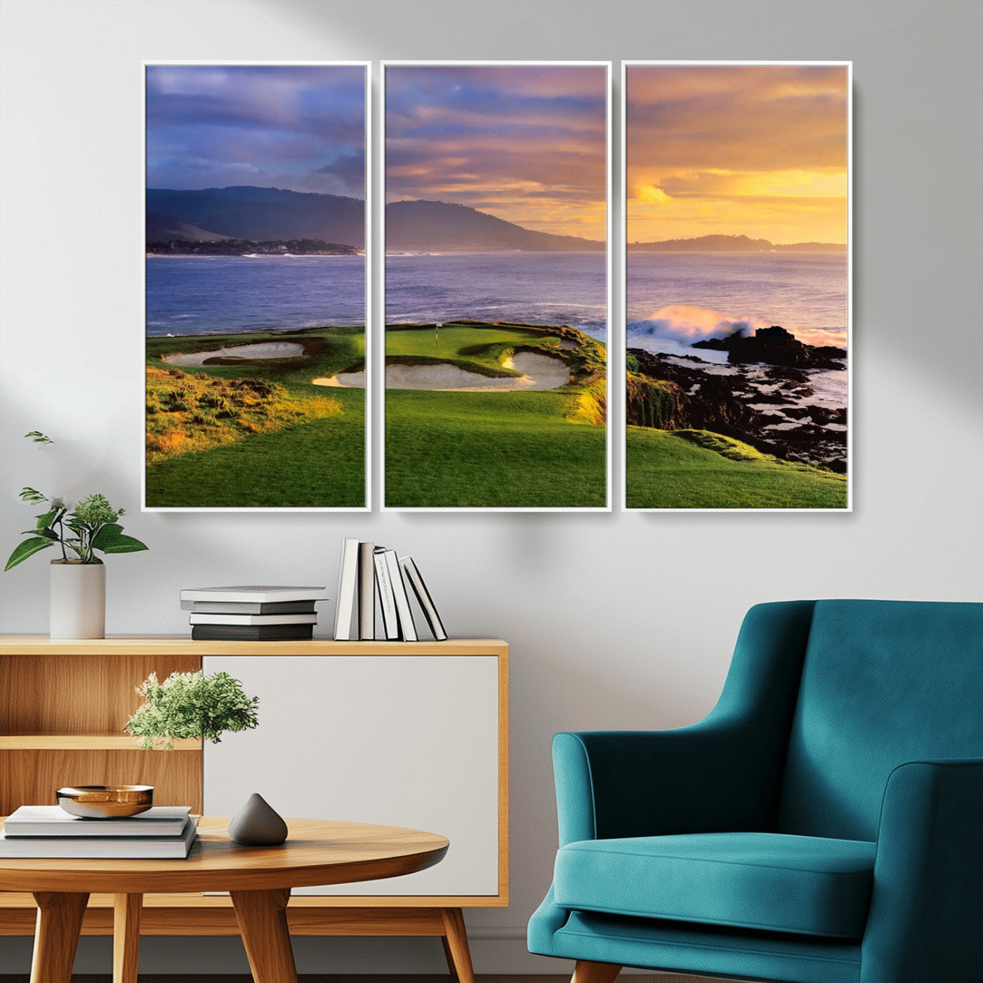 -Pebble Beach Golf Wall Art Canvas Print – Iconic Coastal Golf Course Artwork for Home, Office, Living Room