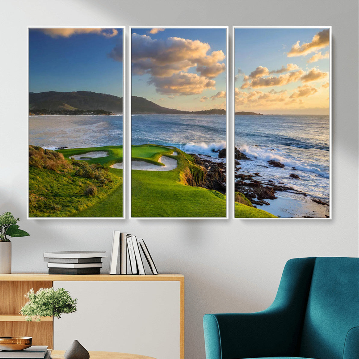 50107048-MGV-CV-36X24-Pebble Beach Golf Links Wall Art Canvas Print – Iconic Coastal Golf Course Artwork for Home, Office, Living Room