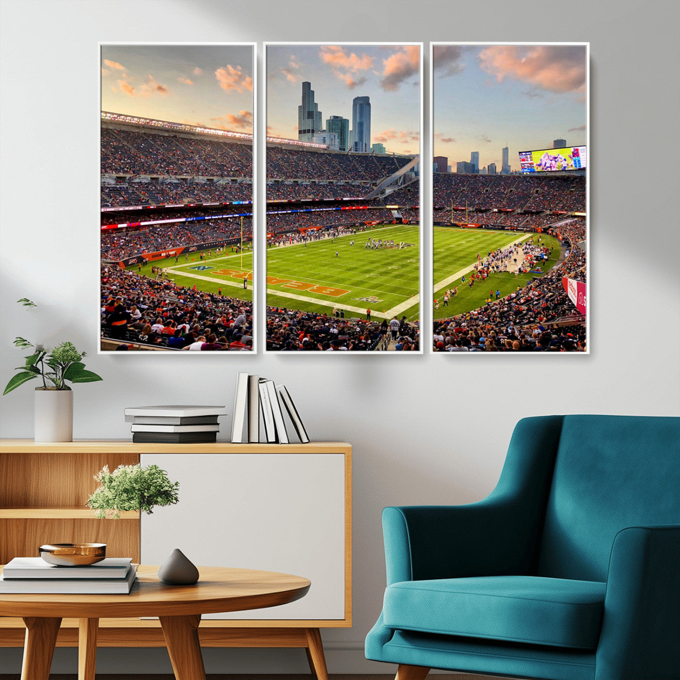 -Chicago Bears Soldiers Field Wall Art Canvas Print – Framed Football Stadium Artwork for Home, Office, Living Room