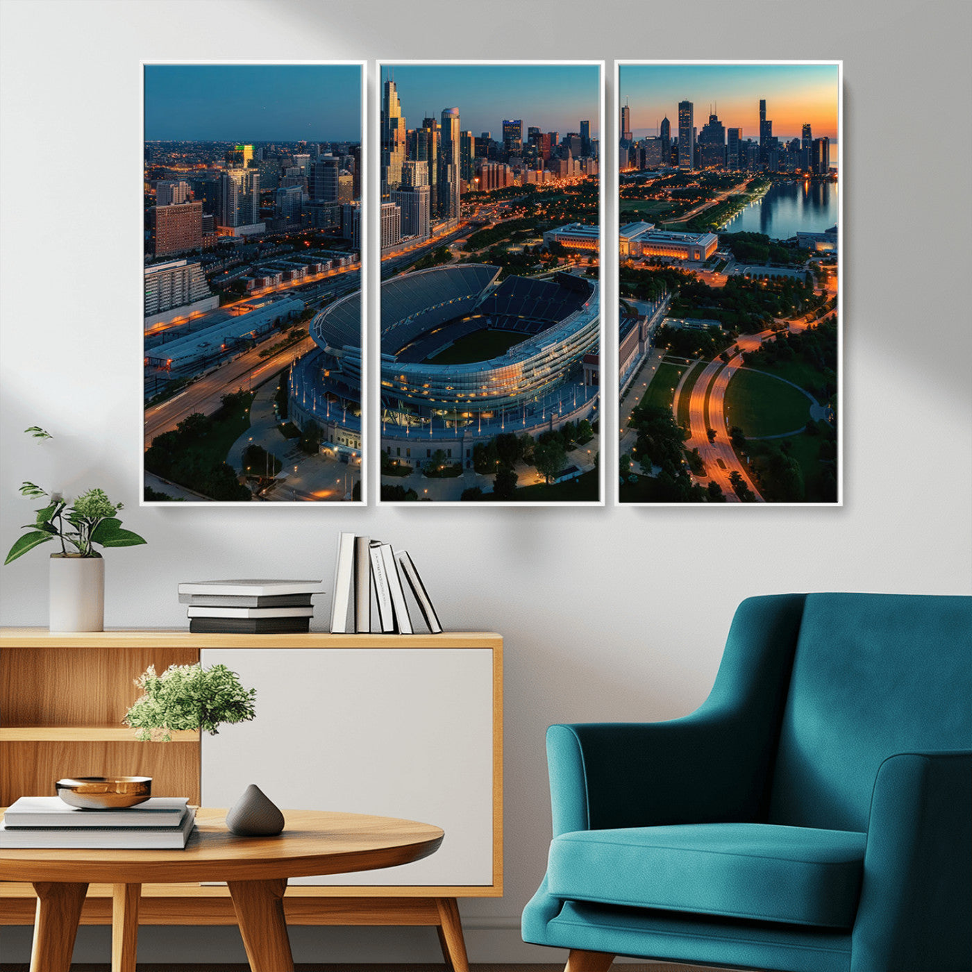 -Chicago Bears Soldiers Field Wall Art Canvas Print – Framed Football Stadium Artwork for Home, Office, Living Room