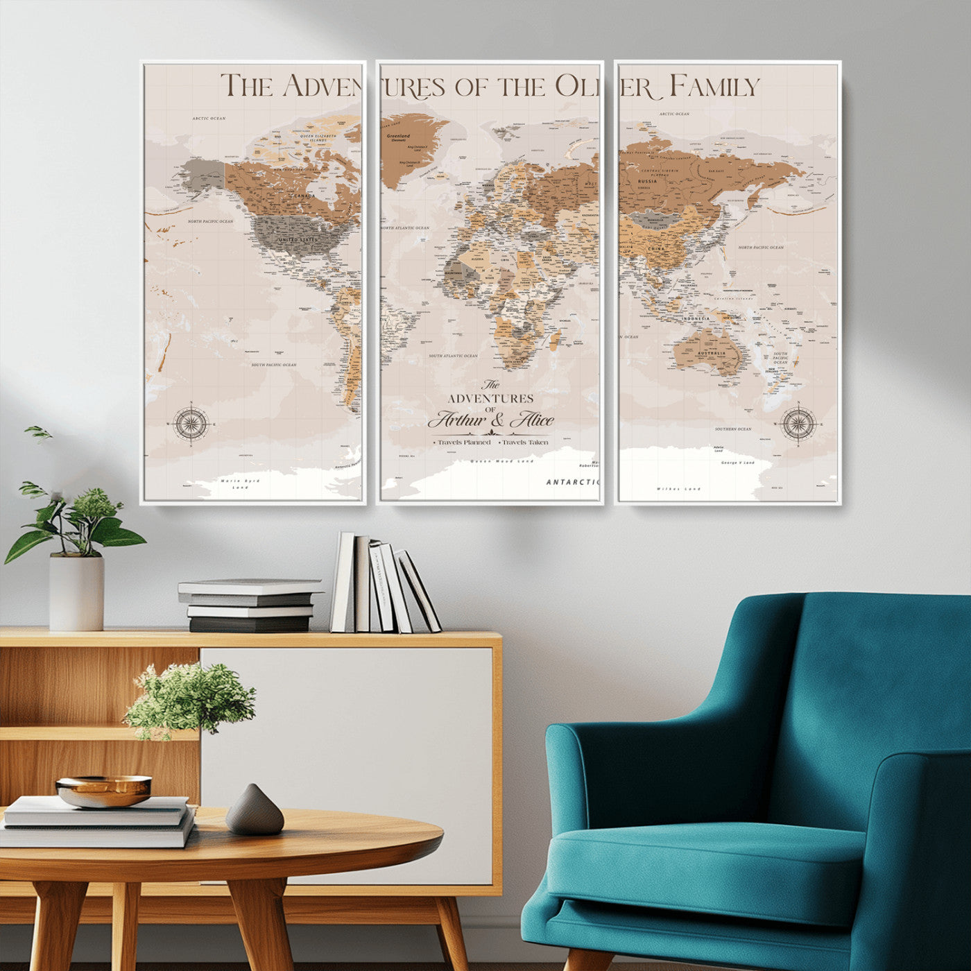 -Personalized Push Pin World Map Canvas – Custom Framed Travel Tracker Wall Art, Large Adventure Map with Pins for Home, Office