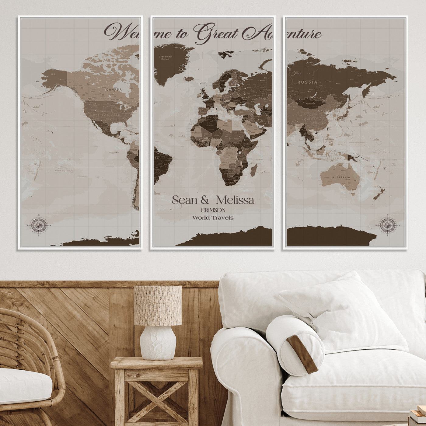 -Personalized World Map Canvas Custom Framed Push Pin Travel Tracker Modern Minimalist Wall Art Gift Couples for Home, Office