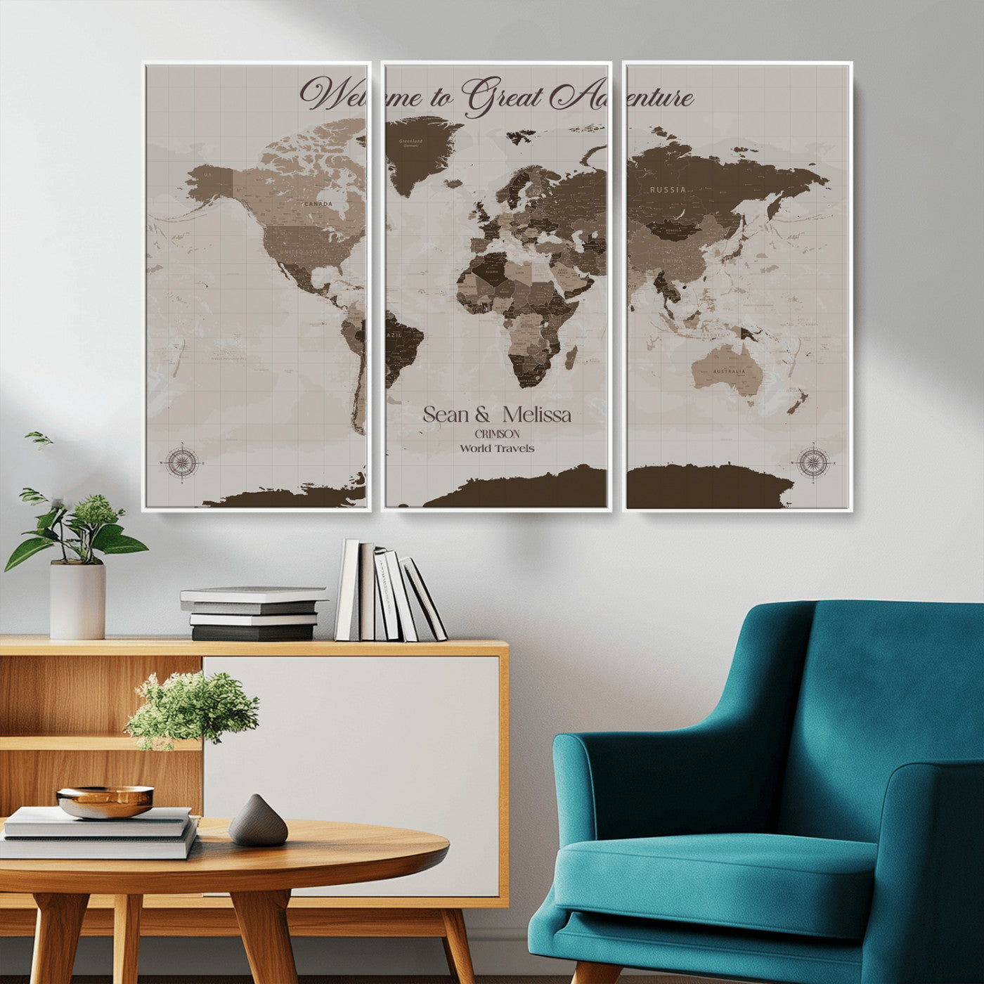 Rehber01-MGV-CV-36X24-Custom Push Pin World Map Wall Art Canvas Print – Personalized Travel Tracker with Pins Framed Large for home, office