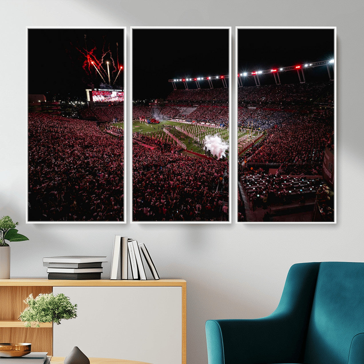 60690191-MGV-FC-48X32-3P - William Brice Stadium Wall Art Print – Baseball Game Room Artwork Print for Basement Dorm, Home, Office