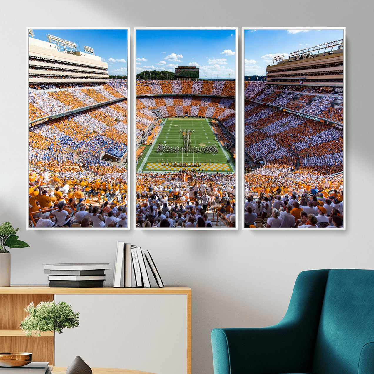 77097951-MGV-FC-48X32-3P - Tennessee Neyland Stadium Wall Art, Sports Arena Canvas Print, Panoramic Stadium Canvas Artwork for Home, Office