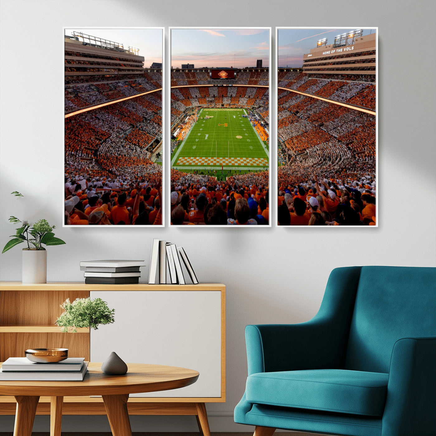 37160229-MGV-CV-48X32-3P-Tennessee Neyland Stadium Wall Art, Sports Arena Canvas Print, Panoramic Stadium Canvas Artwork for Home, Office