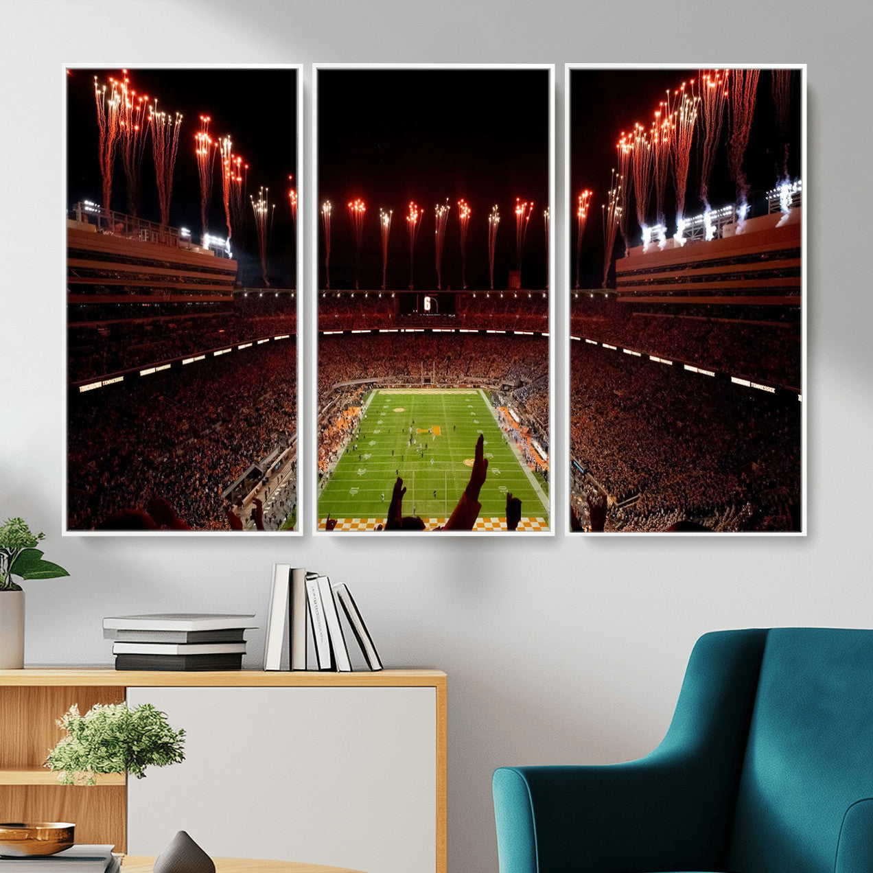 73358115-MGV-FC-48X32-3P - Tennessee Neyland Stadium Wall Art, Sports Arena Canvas Print, Panoramic Stadium Canvas Artwork for Home, Office