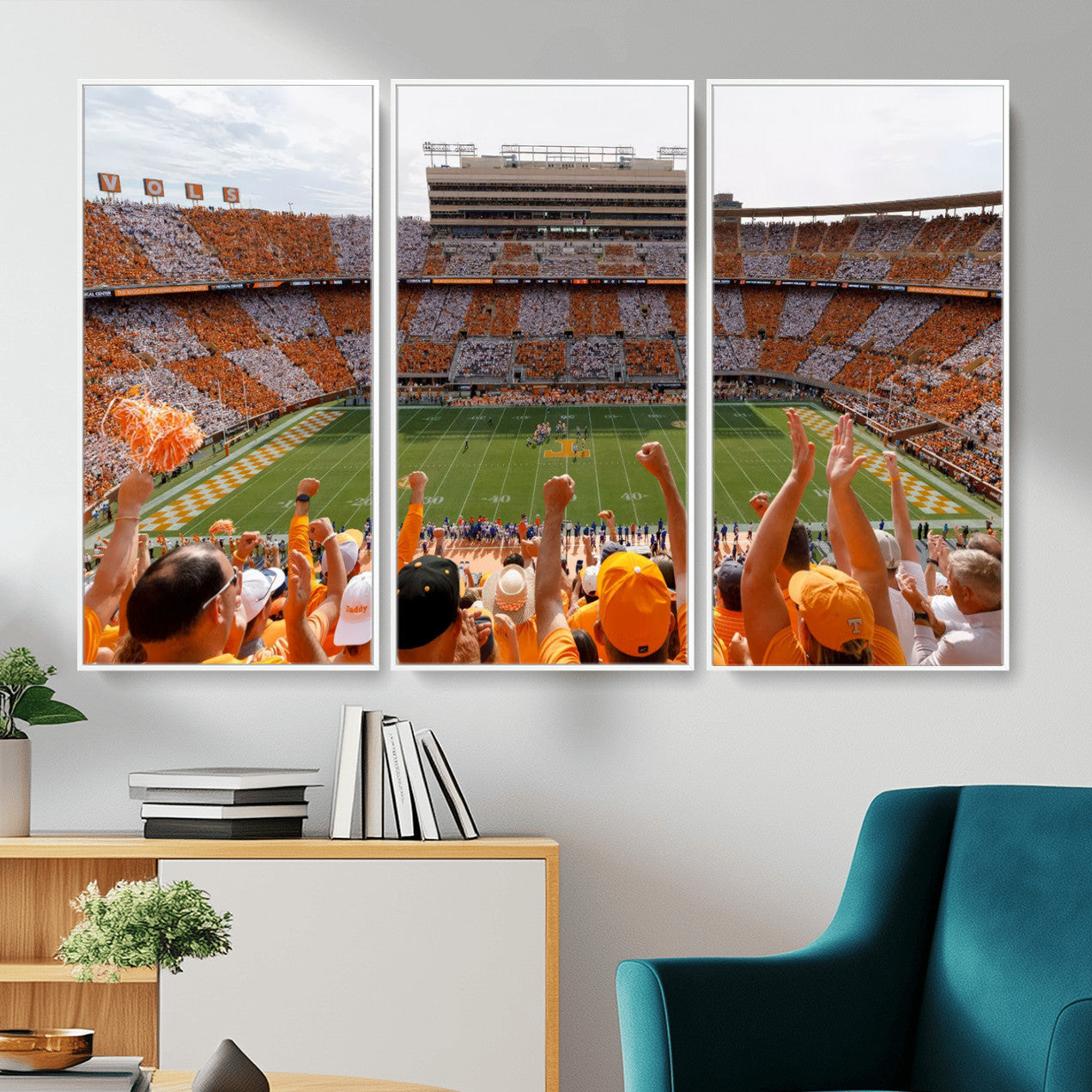 76011417-MGV-FC-48X32-3P - Tennessee Neyland Stadium Wall Art, Sports Arena Canvas Print, Panoramic Stadium Artwork for Home, Office