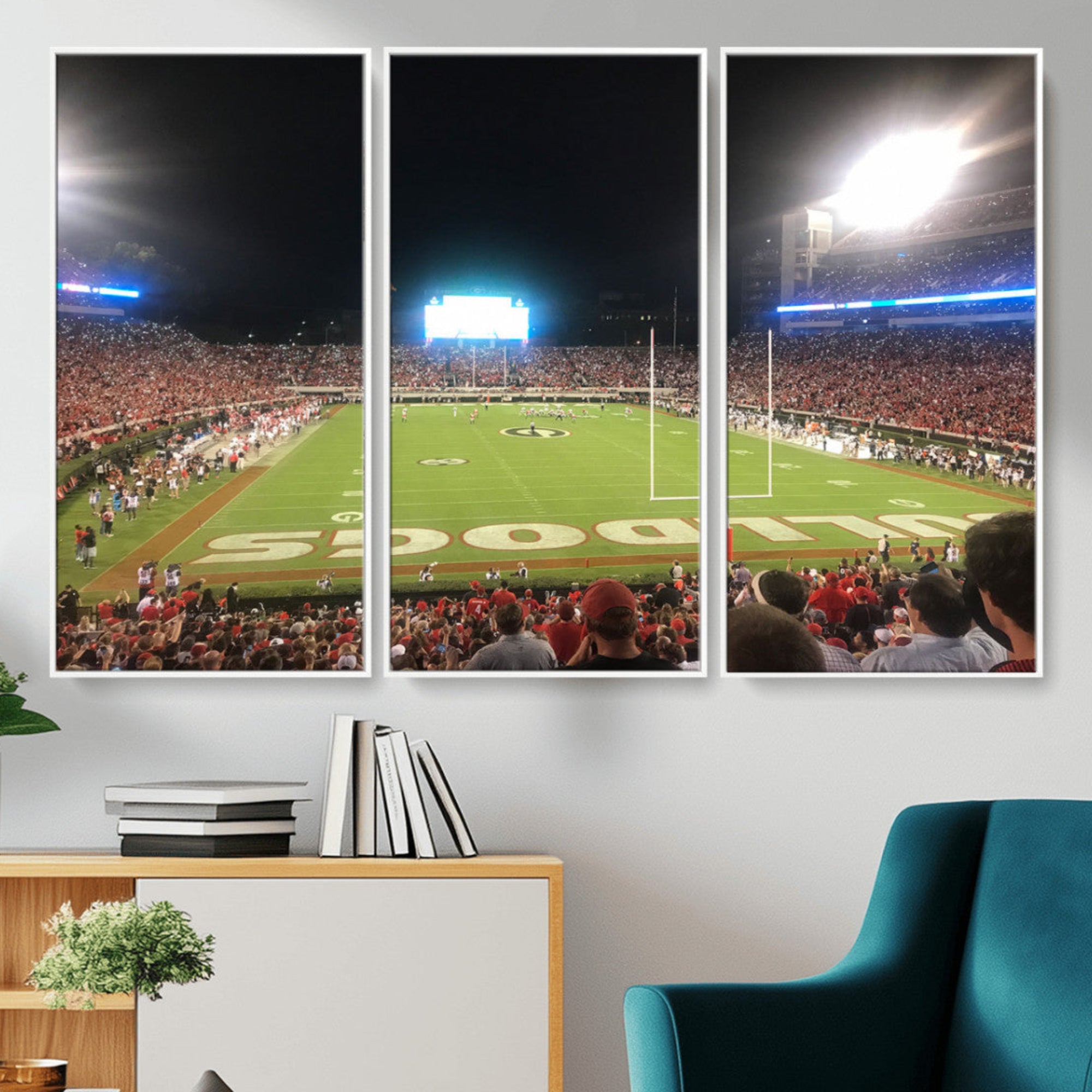 16230786-MGV-CV-48X32-3P-Dooley Stadium Wall Art, Sports Arena Panoramic Canvas Print, Modern Stadium Artwork for Home, Living Room, Office